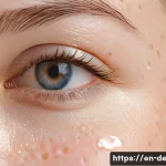 여드름 패치 효과 분석 - A close-up, hyper-realistic image of a young adult’s cheek with a transparent hydrocolloid acne patc...
