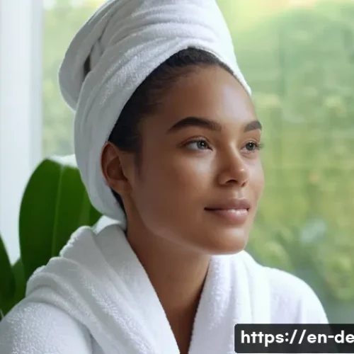 모공 줄이는 화장품 추천 - A close-up portrait of a young woman with clear, smooth skin, applying a lightweight niacinamide ser...