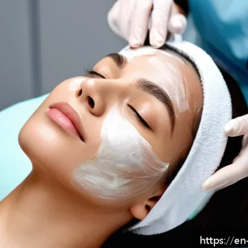 Home 31 피부과 부위별 시술 종류 - A close-up portrait of a young adult woman with clear, glowing skin undergoing a professional facial...